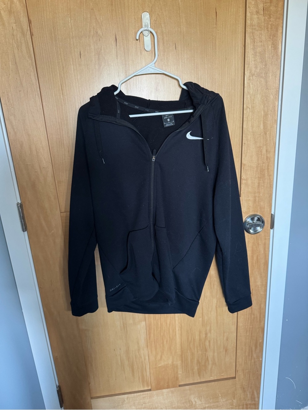 Nike Black Full-Zip Hooded Jacket with White Swoosh